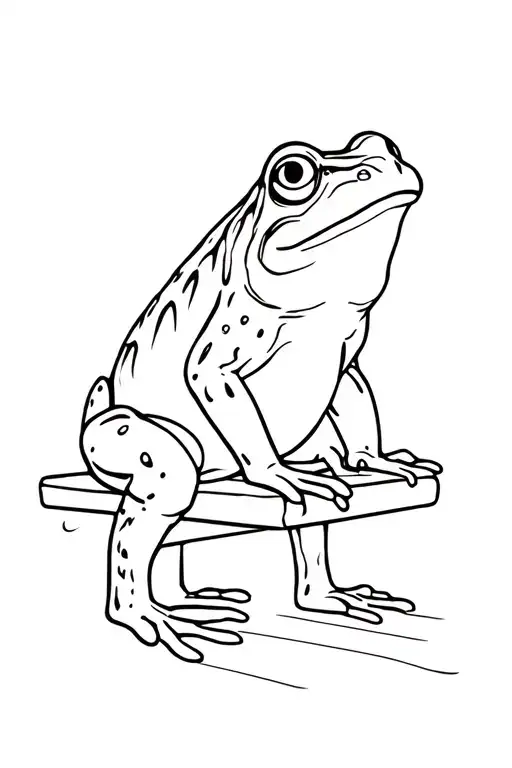 Frog Sitting Alone On A Bench