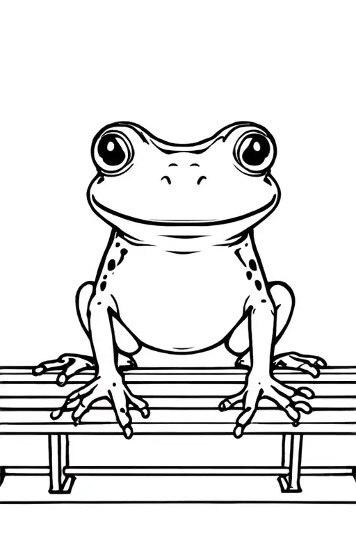 Frog Sitting Alone On A Park Bench