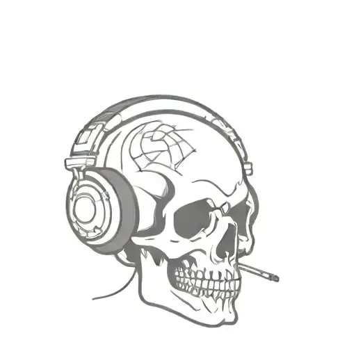 Skull Wearing Headphones