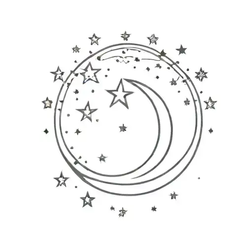 Moon With Stars Around