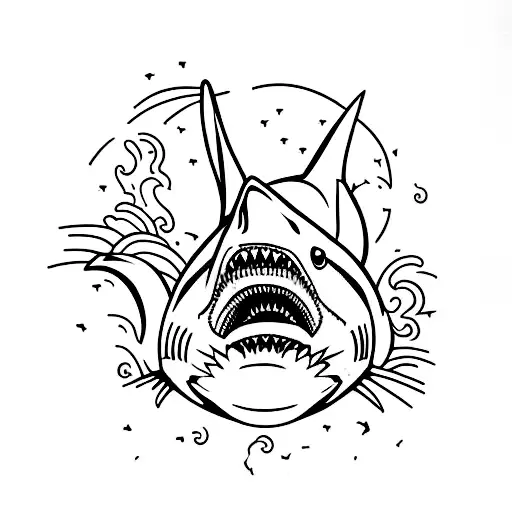 Shark From Above With A Shadow Beneath