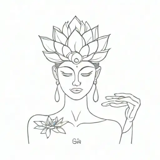 Half Sae On Head With Lotus And Third Eye Integrated