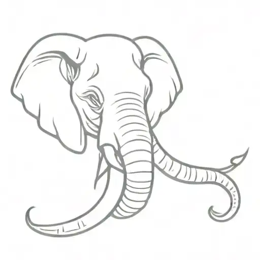 Elephant Head One Line Minimalistic