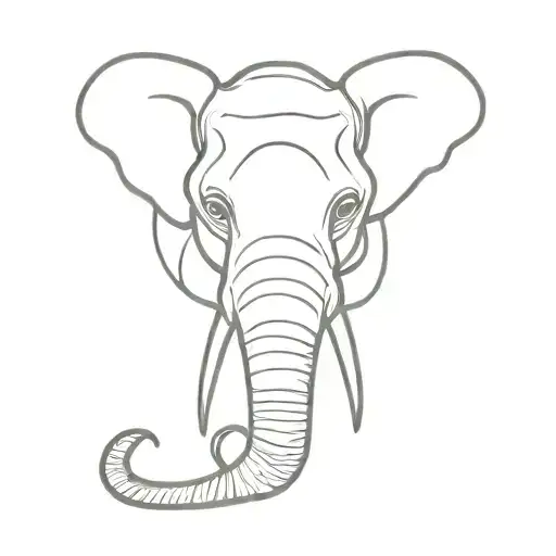 Elephant Head One Line Minimalistic