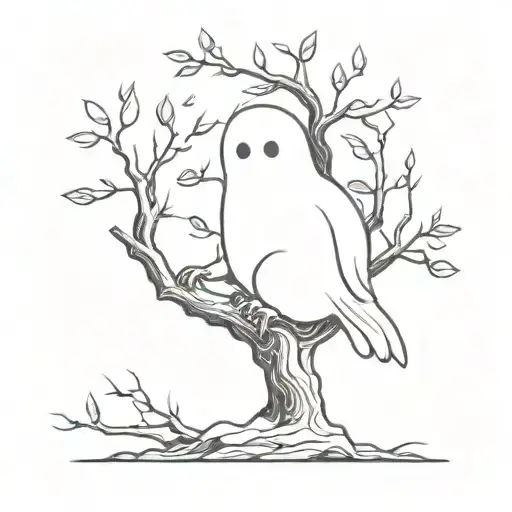 Ghost Sitting On Tree Branch
