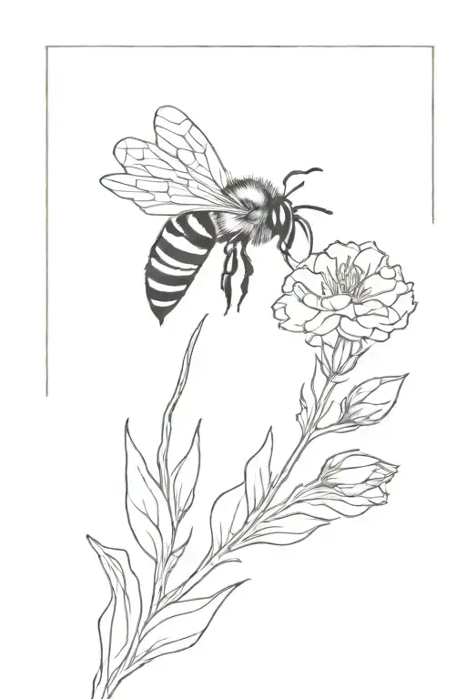 Bee On Carnation Stem