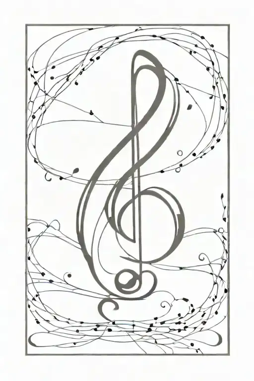 Staff Music Note Intertwined