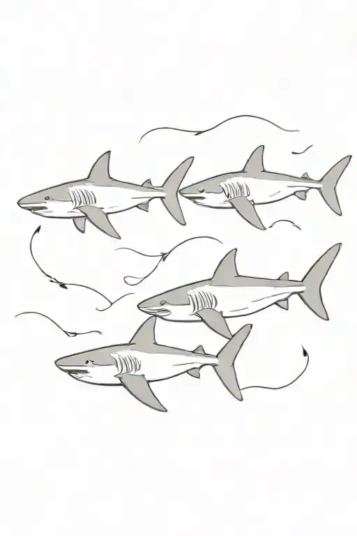 Sharks Swimming In A Line