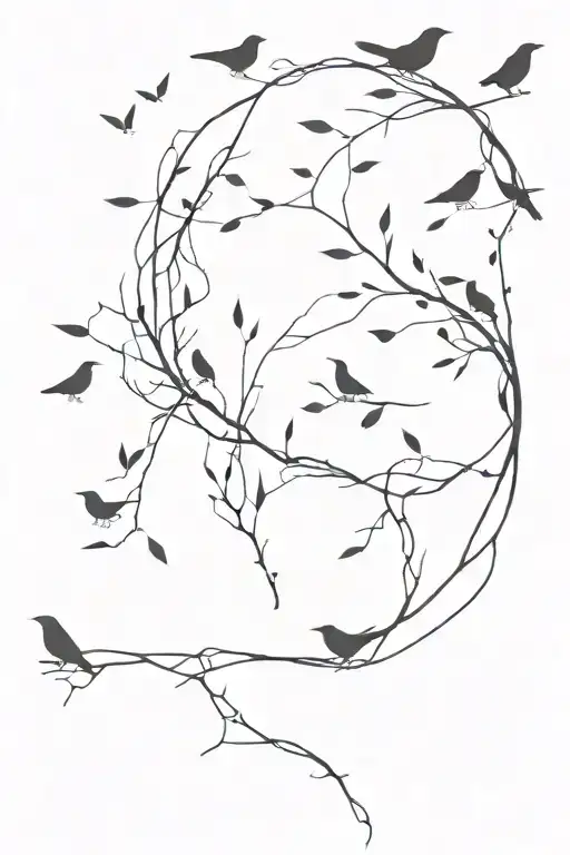 Modest Poison Tree And Black Birds Flying Above It