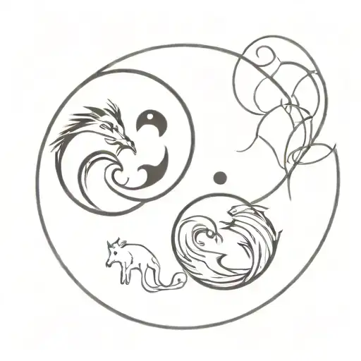 Ying Yang Animal Silhouettes