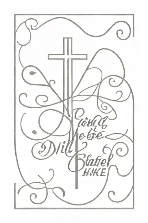 Design A Tattoo Of A Small Cross With The Phrase 'I Will Not Be Shaken' In Elegant Script Underneath