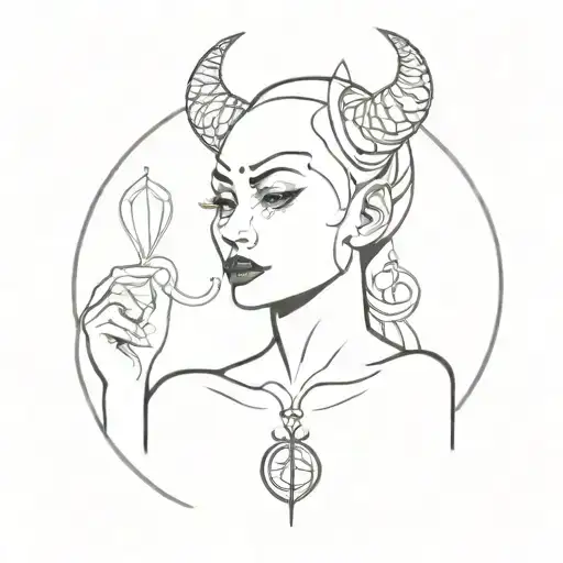 Little Devil Made Up As A Woman With The Zodiac Sign Of Cancer
