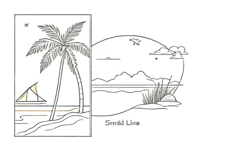 Small Fine Line Beach Tattoos Inspired