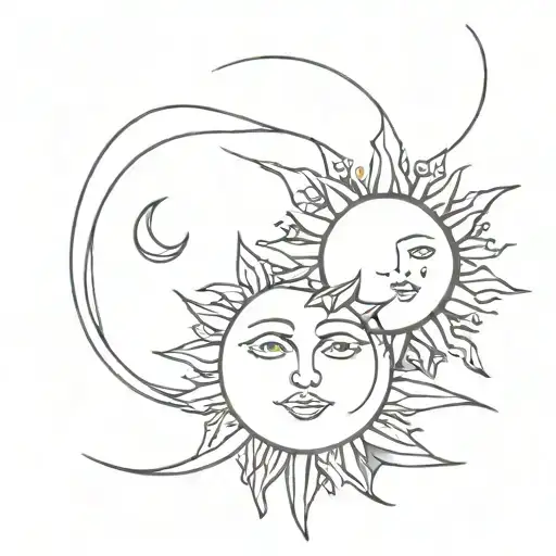 Sun And Moon Geometric Minimalistic