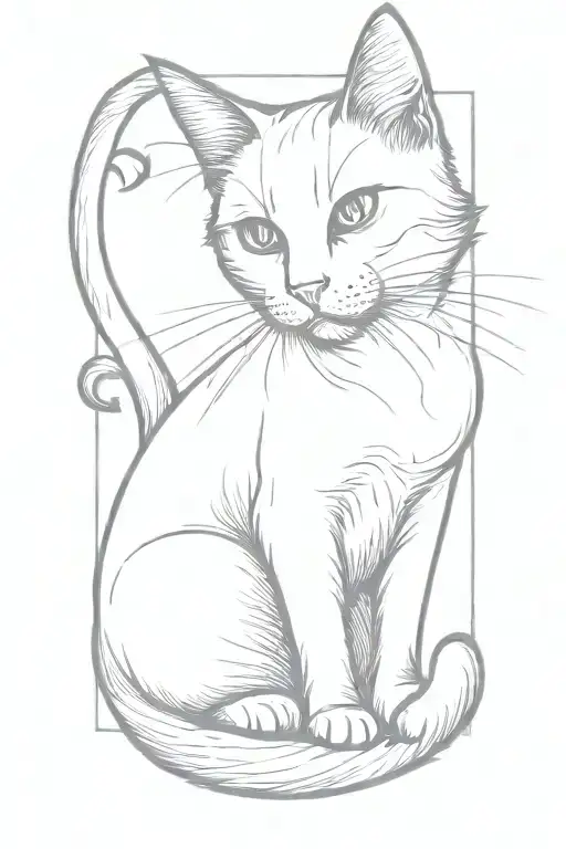 A Cat Side Position His Half Body Sketch Style