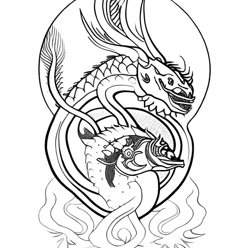 Deniz & Damla With A Dragon A Fish And Bull