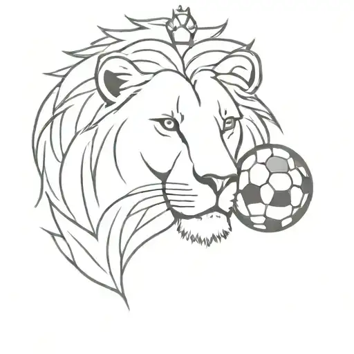 A Soccer Ball And A Lion With Crown
