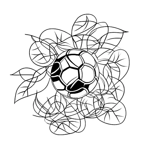 A Minimalist Tattoo Of A Soccer Ball Surrounded By Vines