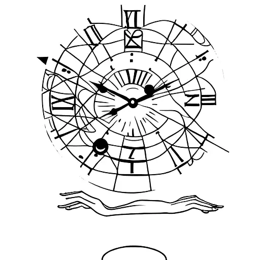 A Phrase In The Shape Of A Circle And The Hands Of The Clock Inside The Circle