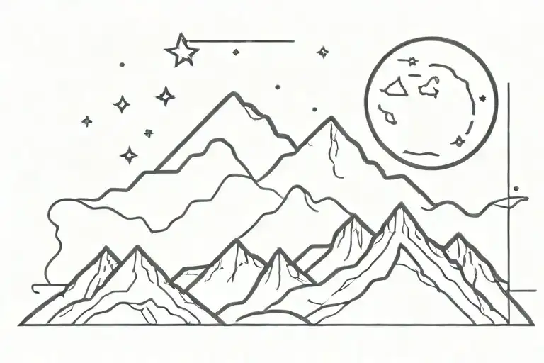 Mountain With Moon Above It