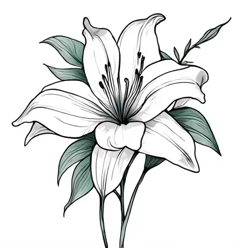 Lily Flower With Leaves