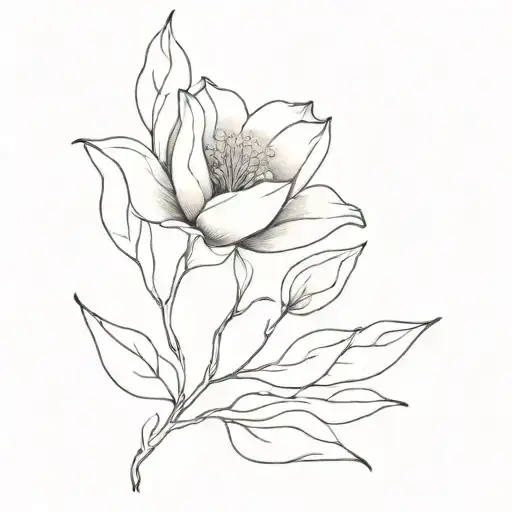 A Minimalist Tattoo Of A Single Flower Of Lorenza With A Subtle Watercolor Effect
