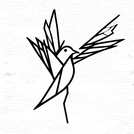 Abstract Line Drawing Dove And Prarying Mantis Line Drawing