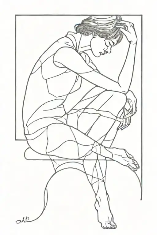 Fine Line Woman Sitting