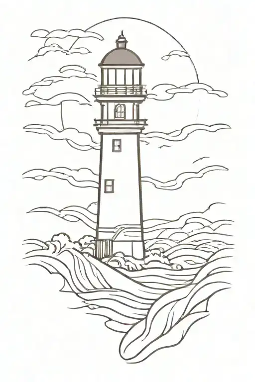 Lighthouse Standing Tall Amidst Waves Crashing