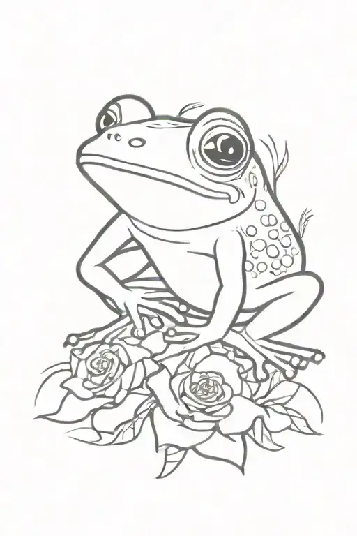 Frog With Cancer Rose Surrounded