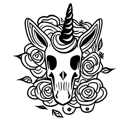 Unicorn Skull With Flowers