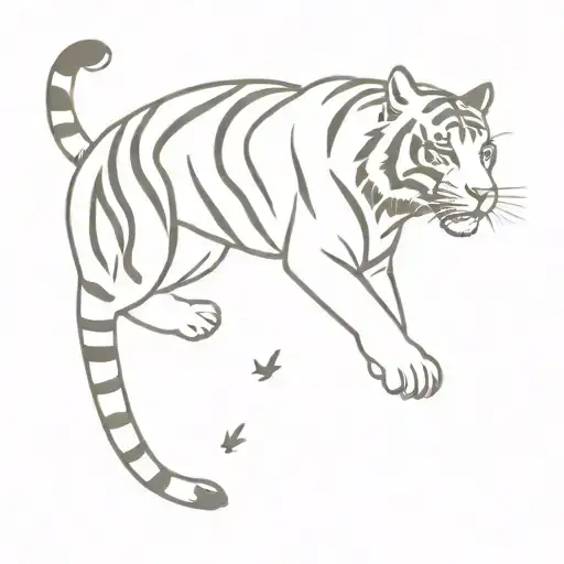 A Tiger Jumping To Catch A Bird