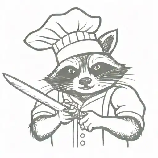 Chef Racoon Holding Knife