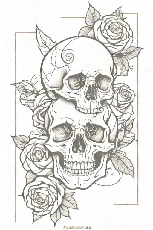 Skull And Roses Intertwined