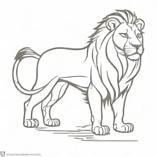 A Minimalist Tattoo Of A Lion Representing Strength And Loyalty