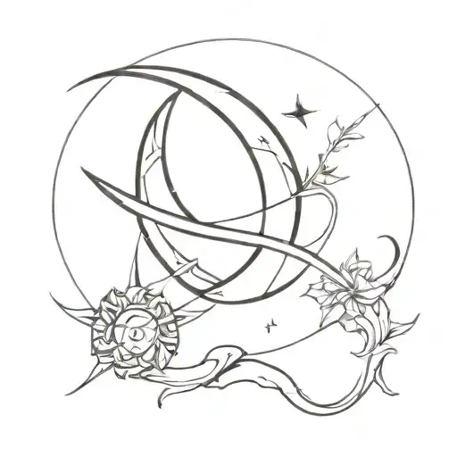 Crossed Blade Within A Crescent Moon