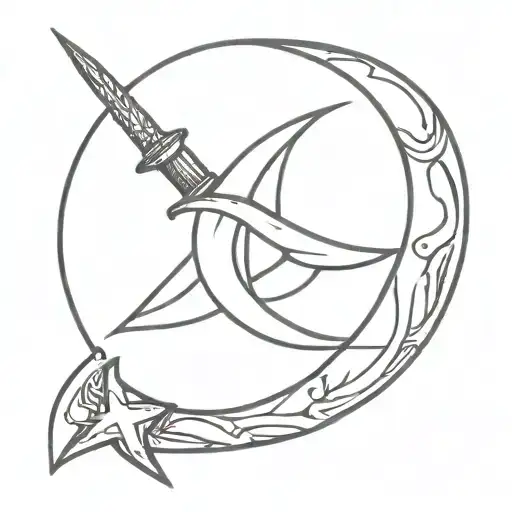Crossed Blade Within A Crescent Moon Similar To Communism Symbol