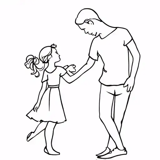Dad And Young Daughter Dancing Silhouette Made