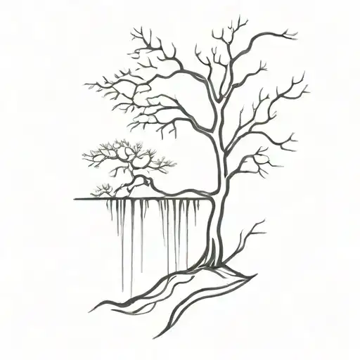 Waterfall And Roots Forming