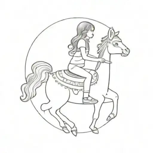 Medusa Child Riding A Llama