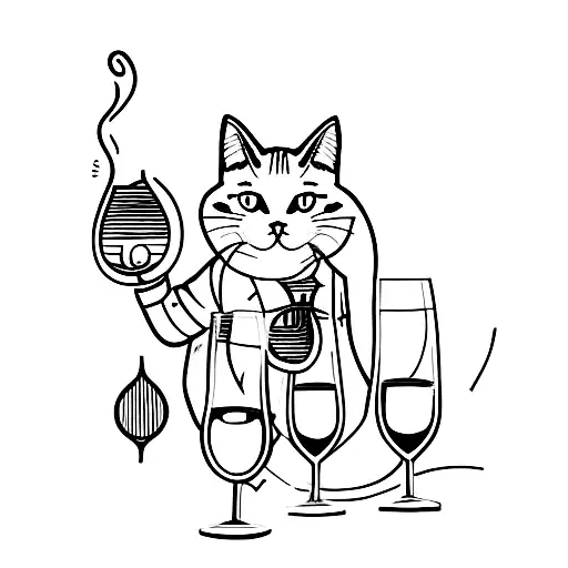 Cat Drinking Wine