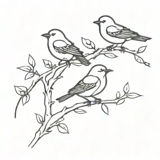 Three Little Birds On A Branch