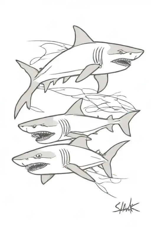 Shark Swimming Together