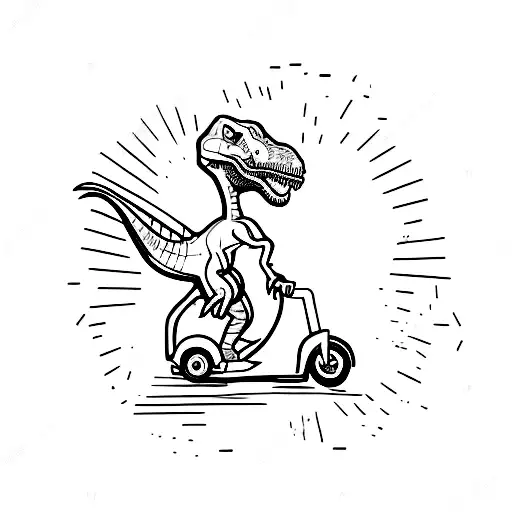 Dinosaur Riding A Scooter