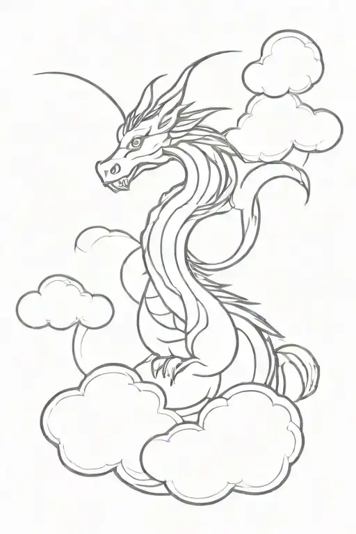 Dragon With Clouds Floating