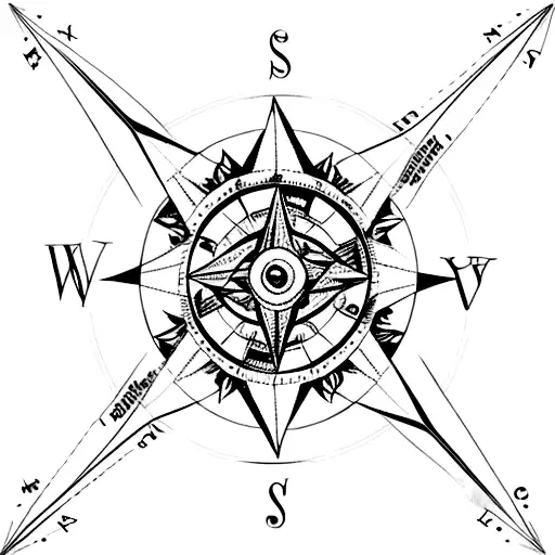 A Wind Rose Compass With Butterfly