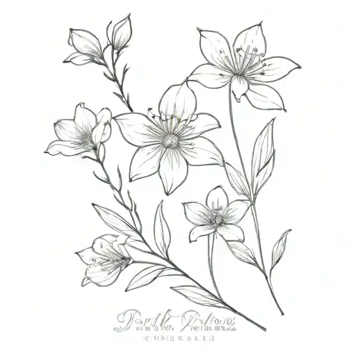 March May And August Birth Flower Line Tattoo Ideas For Siblings