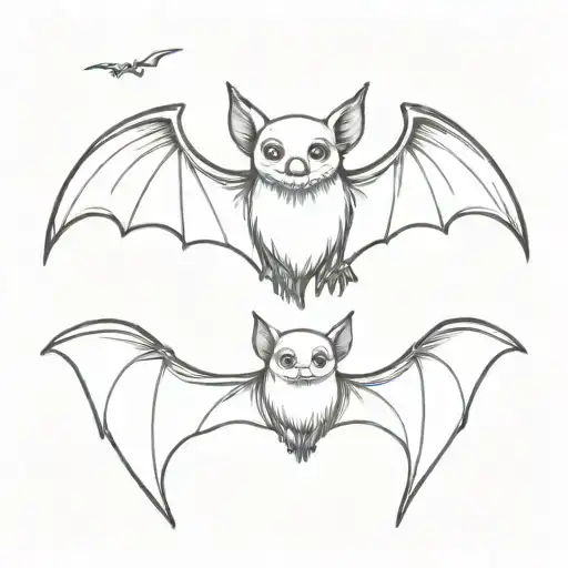 Cute Bat Large Wings Spread Wide