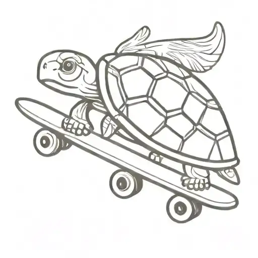 Cartoon Turtle On Skateboard