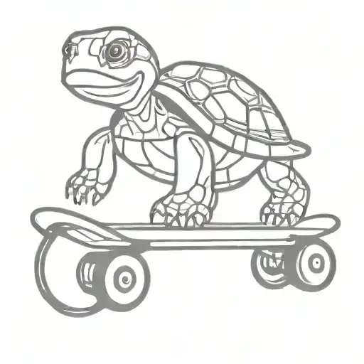 Cartoon Turtle On Skateboard